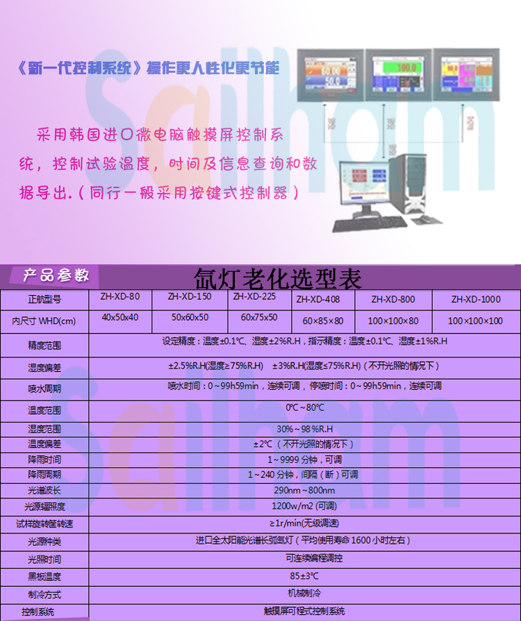 疝氙燈老化試驗箱選型表